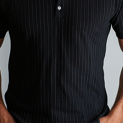 Men's Striped Cotton Linen Henley Shirt | Elegant Summer Fashion | Comfortable Casual Fit | Breathable Fabric | Versatile Style