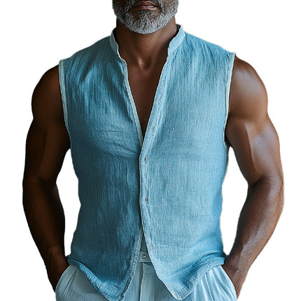 Men's Vest | Summer Fashion | Solid Color | Cotton Linen Blend | Lightweight | Breathable | Minimalist Design | Comfortable Fit | All-Day Comfort | Stylish Casual Wear