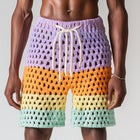 Men's Gradient Woven Beach Shorts | Hollow Breathable Design | Summer Fashion | Elastic Waistband | Lightweight Fabric | Comfortable Fit