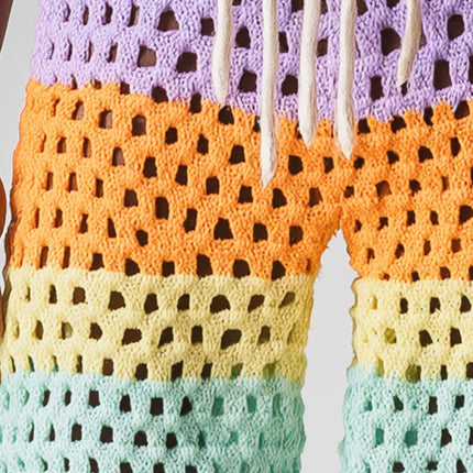 Men's Gradient Woven Beach Shorts | Hollow Breathable Design | Summer Fashion | Elastic Waistband | Lightweight Fabric | Comfortable Fit