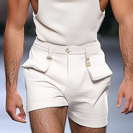 Men's Summer Cool Vest Shorts Set | Lightweight U-neck Top | Breathable Waffle Fabric | Relaxed Fit Textured Shorts | Comfortable Loungewear | Casual Minimalist Activewear | Versatile Summer Outfit