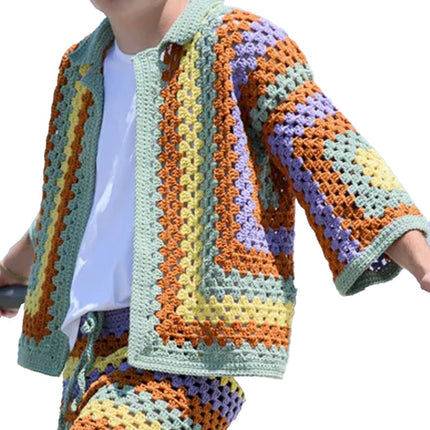 Men's Breathable Summer Knitted Cardigan | Fashion-Forward Design | Lightweight & Comfortable | Stylish Texture | Casual & Formal Wear | Durable Men's Outerwear