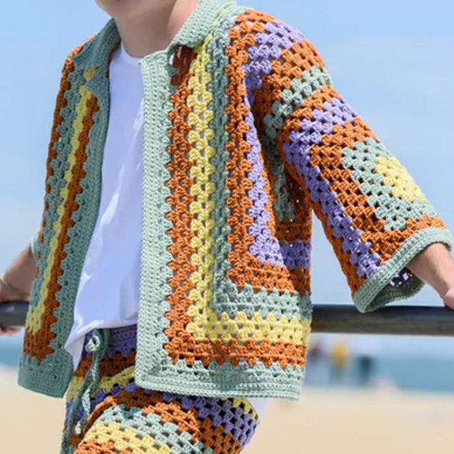 Men's Breathable Summer Knitted Cardigan | Fashion-Forward Design | Lightweight & Comfortable | Stylish Texture | Casual & Formal Wear | Durable Men's Outerwear