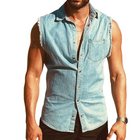 Men's Sleeveless Washed Denim Shirt | Retro Lapel Casual Top | Breathable Vintage Summer Fashion | Classic Style | Soft Durable Fabric | Range of Sizes | Ideal for Layering