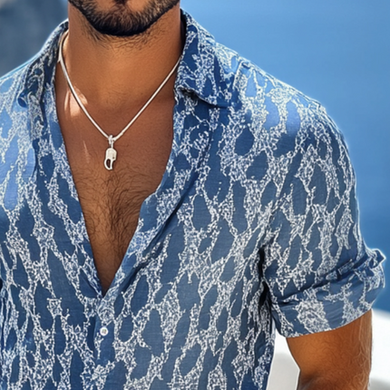 Men's Retro Diamond Print Shirt | Casual Linen Long Sleeve | Lapel Collar | Vintage Style | Breathable Comfort | Available in S to 3XL | Ideal for Casual or Semi-Formal Occasions