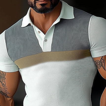 Men's Slim Fit Polo Shirt | Business Casual | Color Block Design | Polo Collar | Comfortable Stretch Fabric | Versatile for Office & Weekend Wear | Easy Care | Available in Multiple Sizes