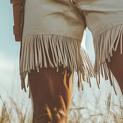 Men's Western Fringe Denim Shorts | Summer Fashion | Relaxed Fit | Mid-Thigh Length | Casual Adventure Wear | Music Festivals | Multiple Sizes | Machine Washable | Comfortable & Durable