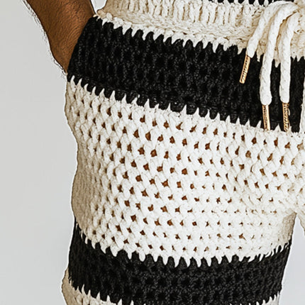 Men's Knitted Shorts | Summer Striped Design | Breathable & Comfortable | Hollow Texture | Casual Wear
