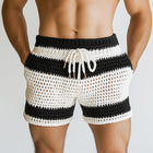 Men's Knitted Shorts | Summer Striped Design | Breathable & Comfortable | Hollow Texture | Casual Wear