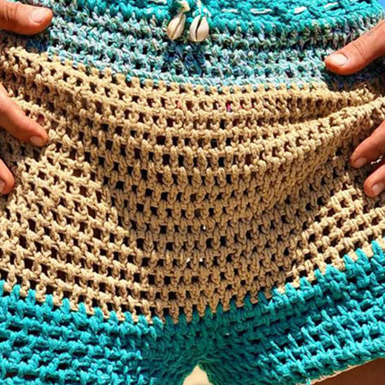 Men's Knitted Shorts | Summer Hollow Design | Breathable Contrast Colors | Flexible & Comfortable | Elastic Waistband | Casual & Active Wear | Fashionable Beach & Everyday Style