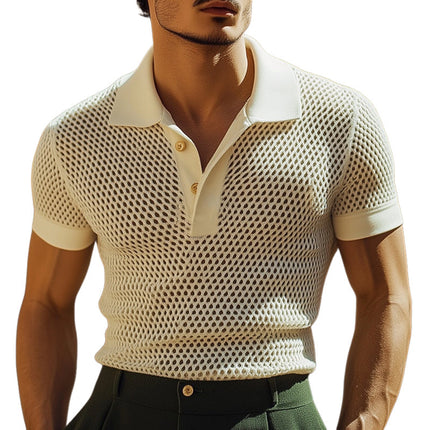 Men's Breathable Mesh Polo Collar T-Shirt | Summer Short Sleeve Casual Sport Tee | Quick Dry Moisture Wicking | Sizes S-3XL | Versatile Fashionable Design