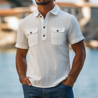 Men's Short-Sleeved Polo Shirt | Premium Ramie Fabric for Breathability | Multi-Pocket Design for Practicality | Classic Collar | Casual Summer Fashion | Lightweight & Versatile