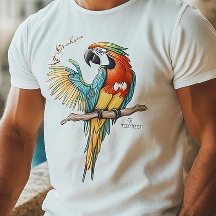 Men's Casual Round Neck T-Shirt | Summer Fashion | Cotton Blend | Animal Embroidery | Short Sleeve | Soft & Comfortable | Versatile Outfit | Breathable Tee | Easy Care | Perfect for Relaxed Style