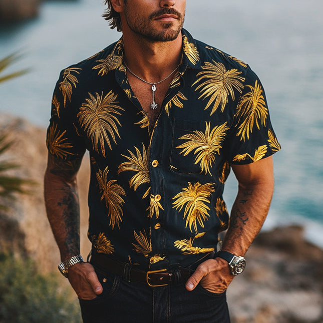 Men's Short Sleeve Casual Shirt | Printed Design | Breathable Fabric | Relaxed Comfortable Fit | Perfect for Summer & Casual Outings