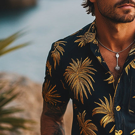 Men's Short Sleeve Casual Shirt | Printed Design | Breathable Fabric | Relaxed Comfortable Fit | Perfect for Summer & Casual Outings