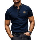 Men's Short Sleeve Henley T-Shirt | Casual Printed Design | Breathable Cotton | Relaxed Fit | Adjustable Neckline | Durable Stitching | Versatile Fashion | Perfect for Everyday Wear