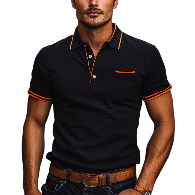 Men's Polo Shirt | Short Sleeve | Contrast Color Design | Casual Knit Fabric | Breathable | Stylish Comfort | Classic Polo Collar | Versatile Fashion