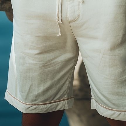 Men's Elastic Waist Ramie Shorts | Lightweight & Breathable | Summer Casual Vacation Wear | Comfortable Beach & Weekend Style | Versatile Design with Pockets