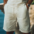 Men's Elastic Waist Ramie Shorts | Lightweight & Breathable | Summer Casual Vacation Wear | Comfortable Beach & Weekend Style | Versatile Design with Pockets