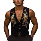 Men's Vintage Embroidered V-Neck Vest | Classic Retro Style | Versatile Layering | Exquisite Craftsmanship | Comfortable Fit | Perfect for Casual or Formal Outfits | Tailored Silhouette