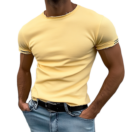 Men's T-Shirt | Raw Edge Design | Distressed Holes | Round Neck | Short Sleeve | Soft Cotton | Casual Wear | Fashion Tee | Modern Style