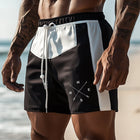 Men's Retro Casual Colorblock Compass Print Drawstring Beach Shorts | Breathable Quick-Drying Fabric | Adjustable Elastic Waist | Relaxed Fit | Trendy Sports Shorts for Summer
