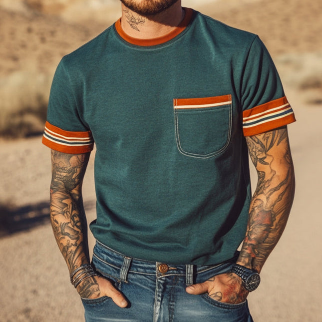 Men's Retro Striped T-Shirt | Casual Round Neck | Short Sleeve | Vintage Style | Comfortable Cotton | Versatile Daily Wear | Perfect for Jeans or Shorts | Sizes S-3XL