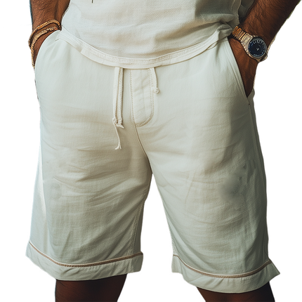 Men's Elastic Waist Ramie Shorts | Lightweight & Breathable | Summer Casual Vacation Wear | Comfortable Beach & Weekend Style | Versatile Design with Pockets