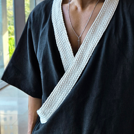 Men's Linen Shirt | Retro Casual V-Neck | Short Sleeve | Splicing Design | Breathable Lightweight | Ideal for Warm Weather | Sizes S-3XL | Versatile Casual Summer Shirt | Vintage Style | Beach & Relaxed Gatherings