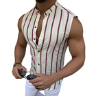 Men's Sleeveless Shirt | Casual Cotton Striped Stand Collar | Slim Fit Single Breasted | Lightweight Summer Fashion