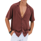 Men's Breathable Cotton Linen Short Sleeve Shirt | Notched Lapel | Loose Fit | Casual Summer Top | Versatile Colors | Lightweight | Moisture-Wicking | Easy Care | Multiple Sizes Available