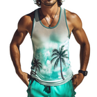 Men's Sleeveless Tank Top | Retro Casual Coconut Tree Print | Mesh Fabric Crew Neck | Summer Beachwear | Lightweight & Breathable | Available in Sizes S to 3XL