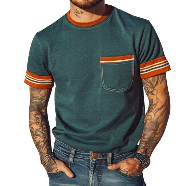 Men's Retro Striped T-Shirt | Casual Round Neck | Short Sleeve | Vintage Style | Comfortable Cotton | Versatile Daily Wear | Perfect for Jeans or Shorts | Sizes S-3XL