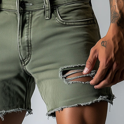 Men's Slim Fit Ripped Denim Shorts | Summer Fashion | High-Quality Durable Fabric | Lightweight & Breathable | Casual Trendy Design | Modern Style | Comfortable Fit