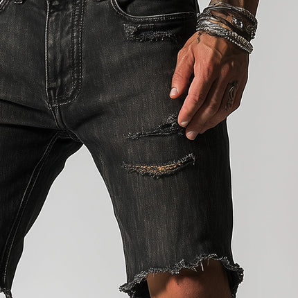 Men's Retro Slim Fit Ripped Denim Shorts | Vintage Style | High-Quality Fabric | Breathable Summer Wear | Casual | Fashionable Design | Durable | Comfortable | Perfect for Beach or Casual Outings
