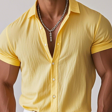 Men's Cotton Linen Short Sleeve Shirt | Casual Loose Fit | Single Breasted Lapel | Breathable Summer Top