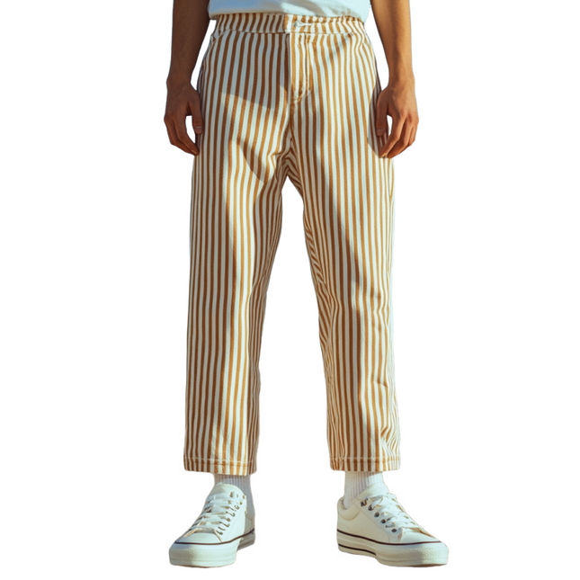 Men's Slim Straight Pants | Cotton Twill | Striped Design | Casual to Semi-Formal Versatility | Comfortable & Durable | Breathable Fabric | Stylish Everyday Wear