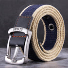 Men's Belt | Casual Canvas Leather | Pin Buckle | Classic Dual-tone Design | Versatile Everyday Wear | Adjustable Strap | Multiple Sizes | Black Brown Khaki Options