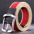 Men's Belt | Casual Canvas Leather | Pin Buckle | Classic Dual-tone Design | Versatile Everyday Wear | Adjustable Strap | Multiple Sizes | Black Brown Khaki Options