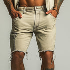 Men's Denim Shorts | Summer Fashion | Slim Fit | Raw Edge | Multiple Pockets | High-Quality Fabric | Versatile Wash | Casual Wear