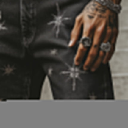Men's Denim Shorts | Summer Retro Print | Raw Edge Casual | Comfortable Fit | Durable High-Quality Material | Perfect for Beach & Barbecue | Trendy Vintage Style