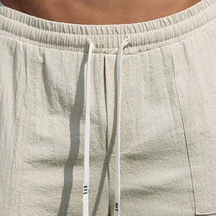 Men's Cropped Pants | Cotton Linen Blend | Regular Fit | Breathable Solid Color Casual Wear | Versatile Style for Any Occasion | Comfortable Summer Outfit