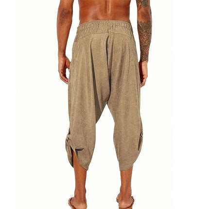 Men's Casual Pants | Cotton Linen Blend | Loose Fit | Cropped Length | Breathable & Comfortable | Lightweight Summer Fashion | Versatile for Beach & Outings | Ideal Cool & Relaxed Style