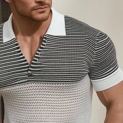 Men's V-neck Summer Knitted Short Sleeve T-shirt | Business Casual Style | Lightweight Breathable Fabric | Sizes S-3XL | Elegant Design for Office to Casual Outings
