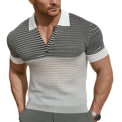 Men's V-neck Summer Knitted Short Sleeve T-shirt | Business Casual Style | Lightweight Breathable Fabric | Sizes S-3XL | Elegant Design for Office to Casual Outings