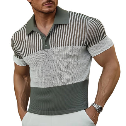 Men's Summer Polo Neck T-Shirt | Business Casual Knit | Short Sleeve | Breathable Cotton Blend | Lightweight | Sizes S-3XL | Elegant Collar | Fashionable Men's Top