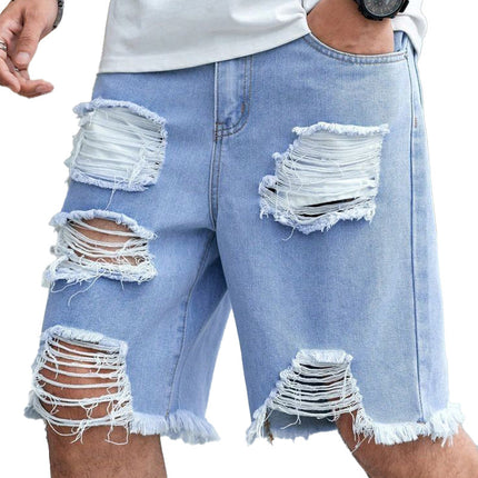 Men's Retro Denim Shorts | Ripped Raw Edge | Summer Casual Style | Comfortable High-Quality Fabric | Versatile Relaxed Fit | Vintage Inspired | Perfect for Beach & Strolls