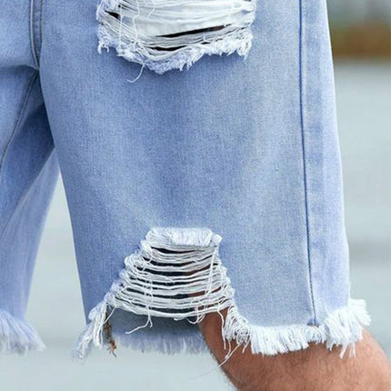 Men's Retro Denim Shorts | Ripped Raw Edge | Summer Casual Style | Comfortable High-Quality Fabric | Versatile Relaxed Fit | Vintage Inspired | Perfect for Beach & Strolls