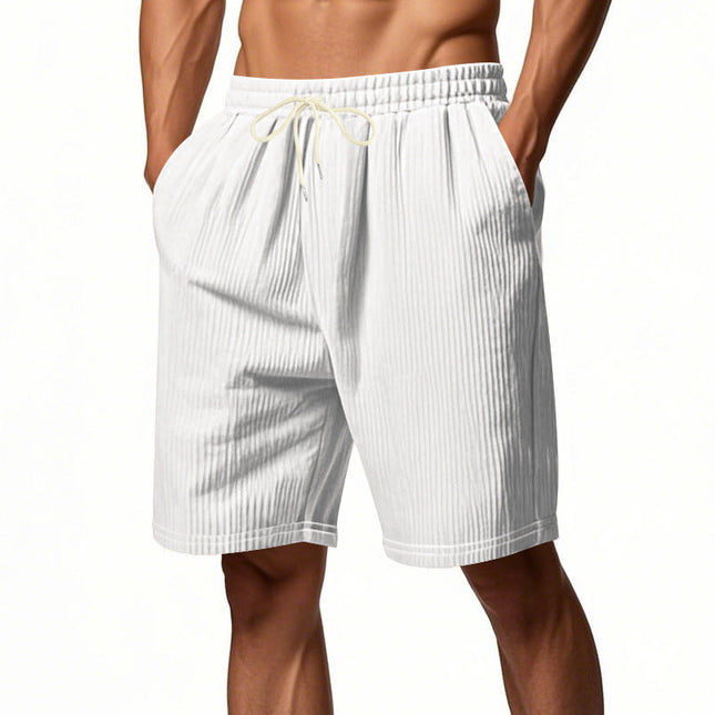 Men's Casual Shorts | Thin Corduroy | Elastic Waistband | Solid Color | Lightweight | Versatile for Casual Outings | Comfortable Fit | Stylish Everyday Wear