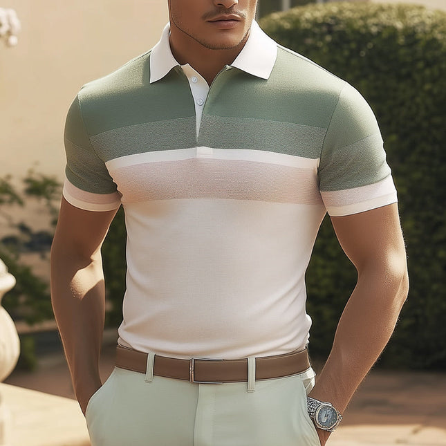 Men's Polo Shirt | Colorblock Design | Summer Fashion | Business Casual | Breathable Cotton Blend | Short Sleeve | Classic Polo Collar | S to 3XL | Wrinkle-resistant | Versatile Style